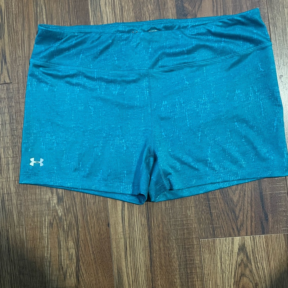 Under Armour Teal Midrise Compression Sweat Wicking Performance Active Shorts